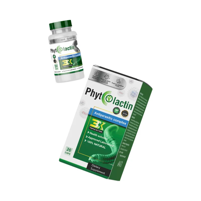 Phytolactin bottle and carton together, one course pack